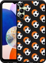 Cazy Hoesje Zwart geschikt voor Samsung Galaxy A14 4G/5G Soccer Ball Orange