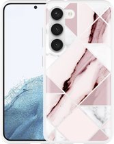 Cazy Hoesje geschikt voor Samsung Galaxy S23 Roze Marmer