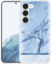 Cazy Hoesje geschikt voor Samsung Galaxy S23 Blauw Marmer