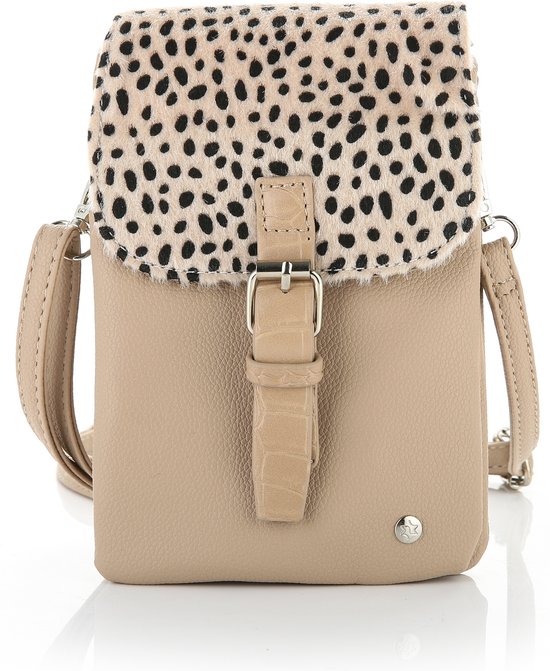 Crossbodytasje/Telefoontasje Indy - Leopard -Beige