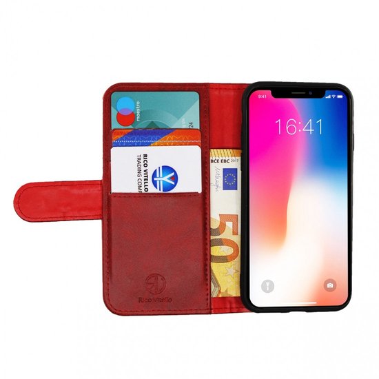 Apple iPhone 11 Rico Vitello Zipper Wallet case/ book case couleur Rouge