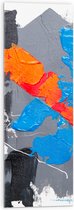 Acrylglas - Grijze, Blauwe en Oranje Verfvakken op Witte Achtrgrond - 30x90 cm Foto op Acrylglas (Met Ophangsysteem)