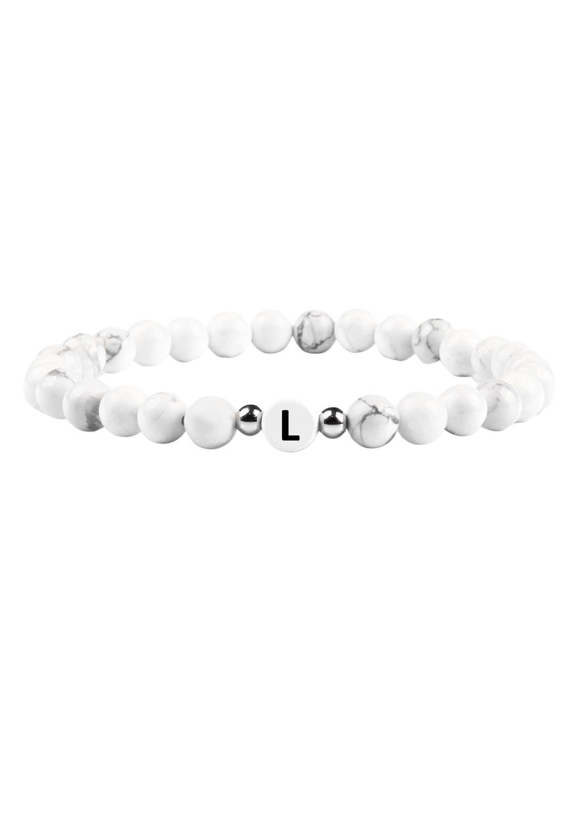 good.designs Parelarmband van howlietstenen met de letter L