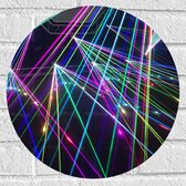Muursticker Cirkel - Neonkleurige Strepen in Verschillende Kleuren - 40x40 cm Foto op Muursticker
