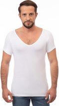 ConfidenceForAll® Anti zweet shirt - met sweatproof okselpads - Heren Diepe V-hals - Wit maat XXL