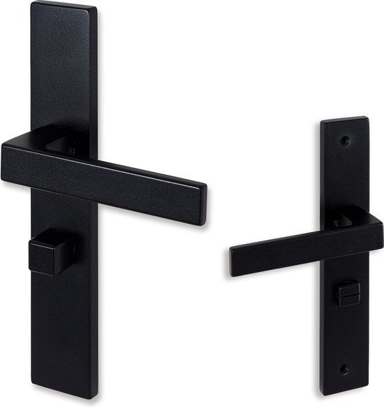 Pa Waardig opslag ELIOT® deurklink met WC / badkamer slot - slotafstand 72mm - mat zwart |  bol.com