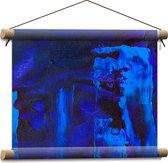 Textielposter - Felblauwe Vlekken tegen Donkerblauwe Achtergrond - 40x30 cm Foto op Textiel
