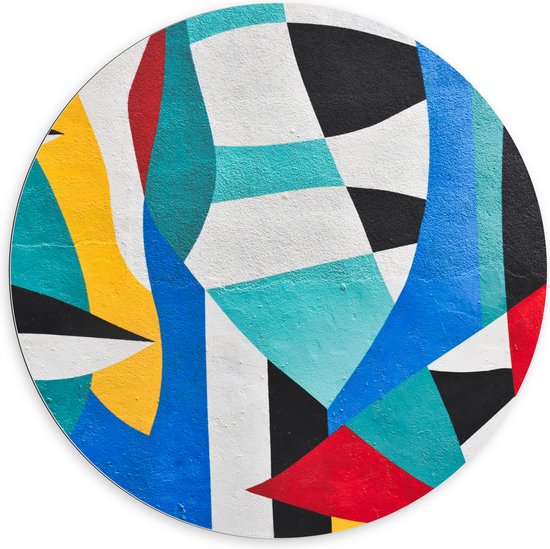 Dibond Muurcirkel - Abstracte Geometrische Figuren - 100x100 cm Foto op Aluminium Muurcirkel (met ophangsysteem)