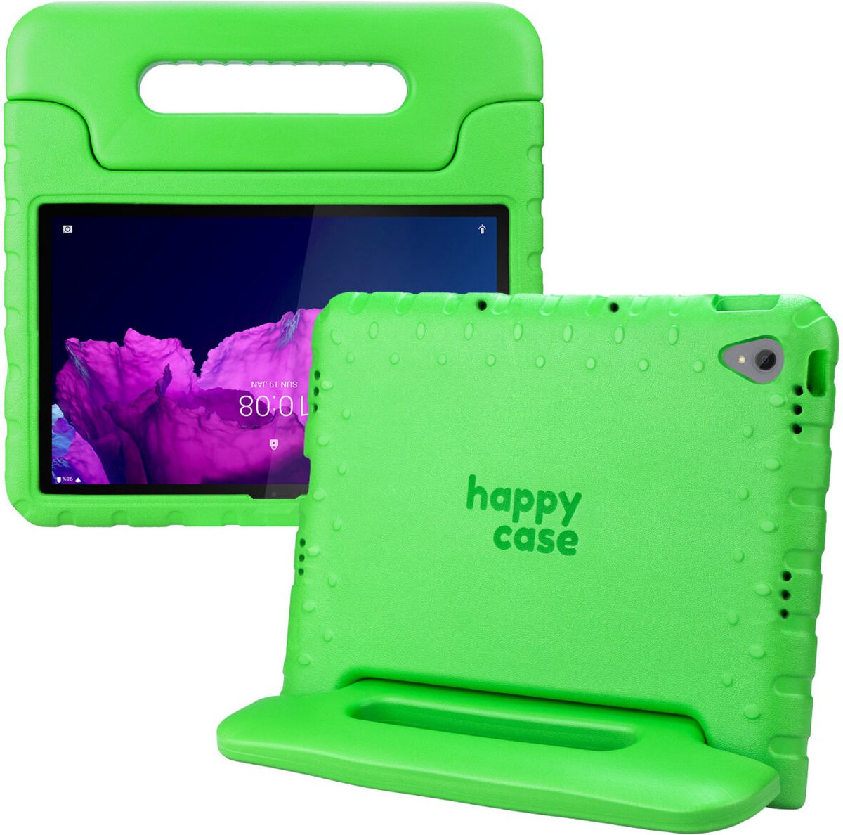 HappyCase Kinder Tablethoes Geschikt voor Lenovo Tab P11/P11 Plus | Kindvriendelijke Hoes | Beschemhoes | Kinderhoes | met Handvat en Standaard | Groen