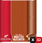 Côte d'Or Chocolade Repen Melk Hele Hazelnoten - 45 Gram - 32 Stuks - Chocolade - Reep - Snack - Voordeelverpakking