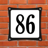 Namengigant Huisnummerbord Emaille-Look - Nummer 86 - Standaard - 10 x 10 cm | incl. schroeven