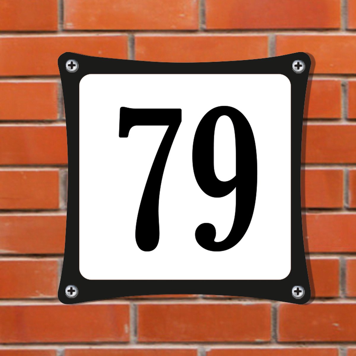 Namengigant Huisnummerbord Emaille-Look - Nummer 79 - Standaard - 10 x 10 cm | incl. schroeven
