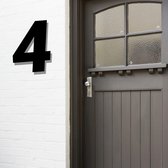 Huisnummer Zwart acryl - Cijfer 4 - Hoogte 30cm (blinde bevestiging)