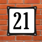 Namengigant Huisnummerbord Emaille-Look - Nummer 21 - Standaard - 10 x 10 cm | incl. schroeven