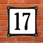 Namengigant Huisnummerbord Emaille-Look - Nummer 17 - Standaard - 10 x 10 cm | incl. schroeven