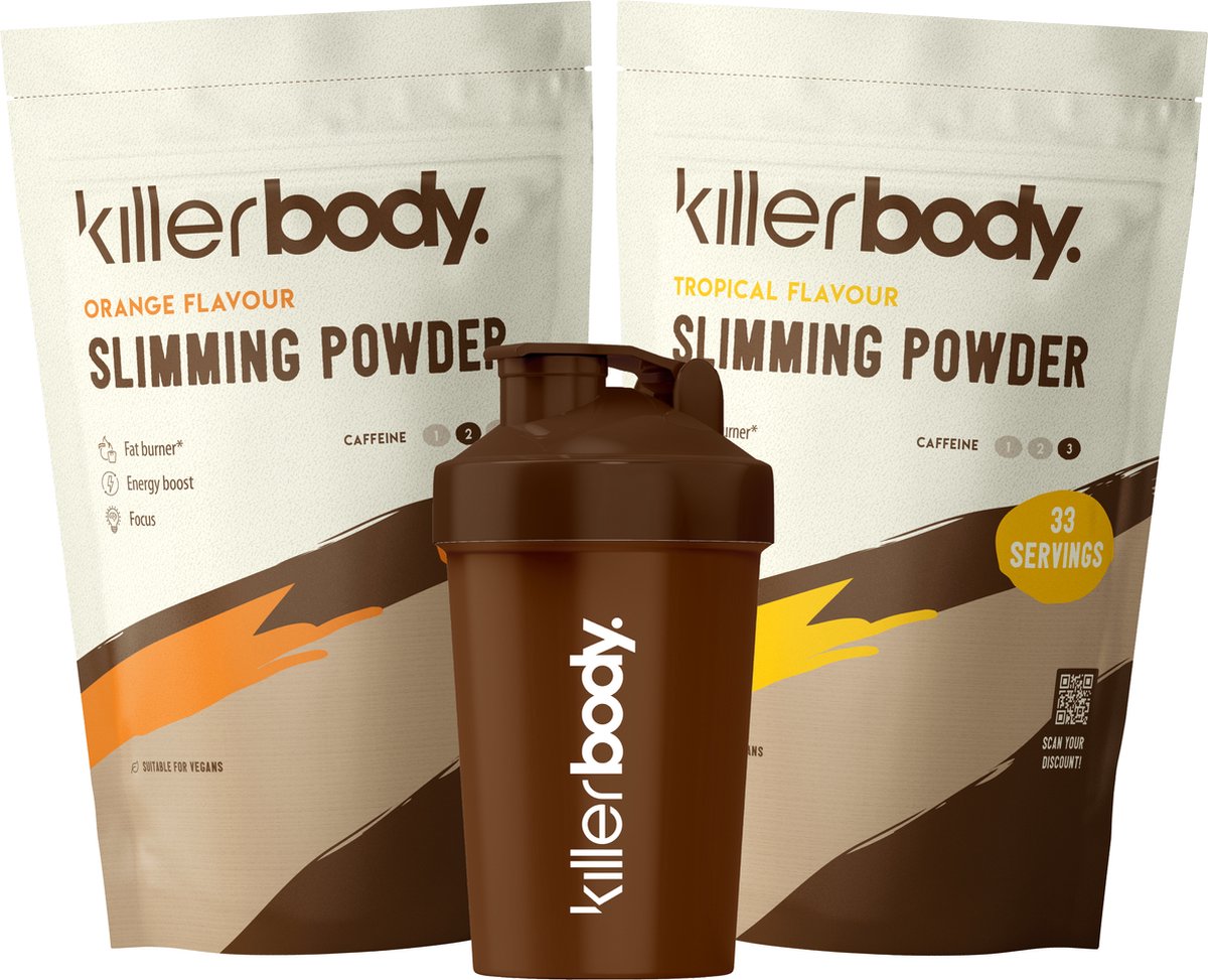 Killerbody Fatburner Voordeelpakket + Shaker - Tropical & Orange - 1200 gr