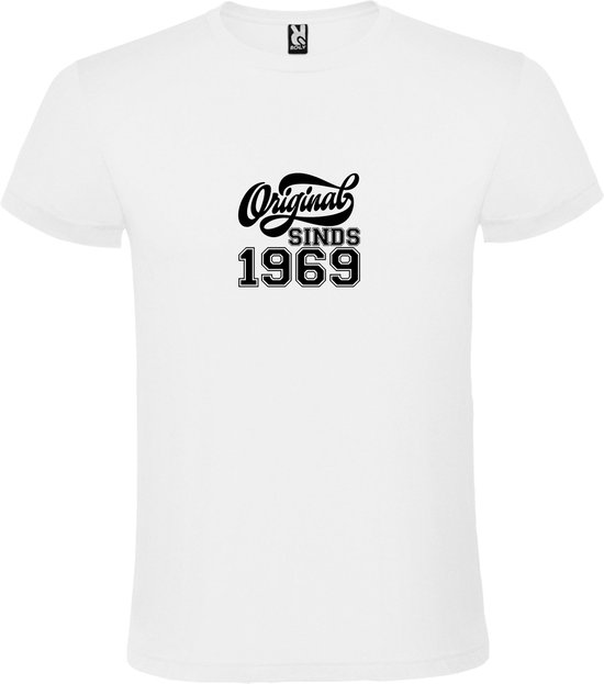 Wit T-Shirt met “Original Sinds 1969 “ Afbeelding Zwart Size XXXXXL