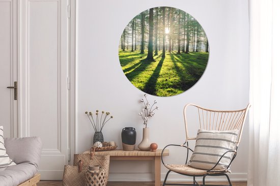 WallCircle - Stickers muraux - Cercle Papier Peint - Arbres - Nature - Forêt - 120x120 cm - Cercle Mural - Auto Adhésif - Sticker Papier Peint Rond XXL
