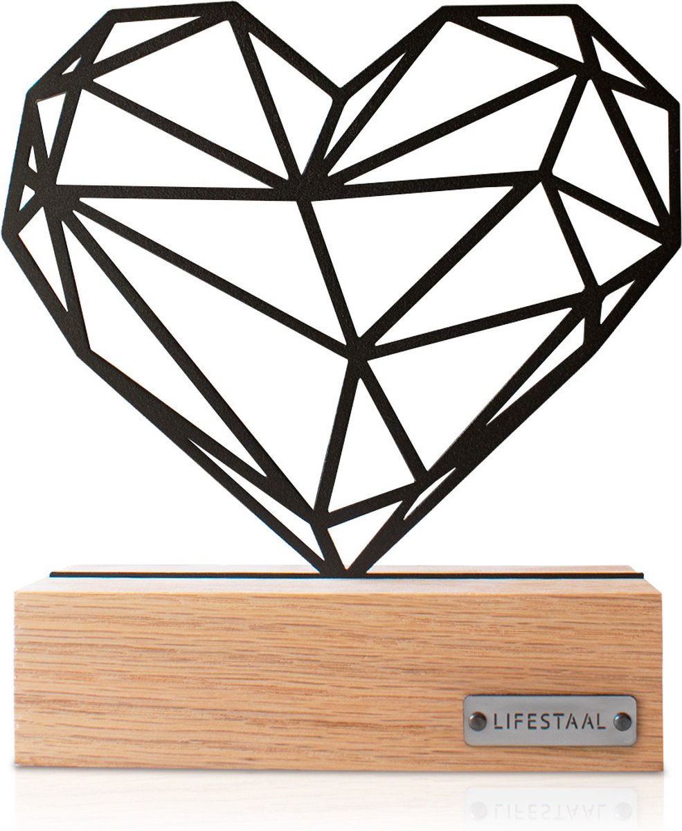 Lifestaal® - Ornament op voet - Decoratie woonkamer - Decoratie - Woondecoratie - Hart - Valentijn - 18 x 15 cm