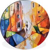 WallCircle - Wandcirkel - Muurcirkel - Abstract - Kunst - Schilderij - Kleuren - Aluminium - Dibond - ⌀ 30 cm - Binnen en Buiten