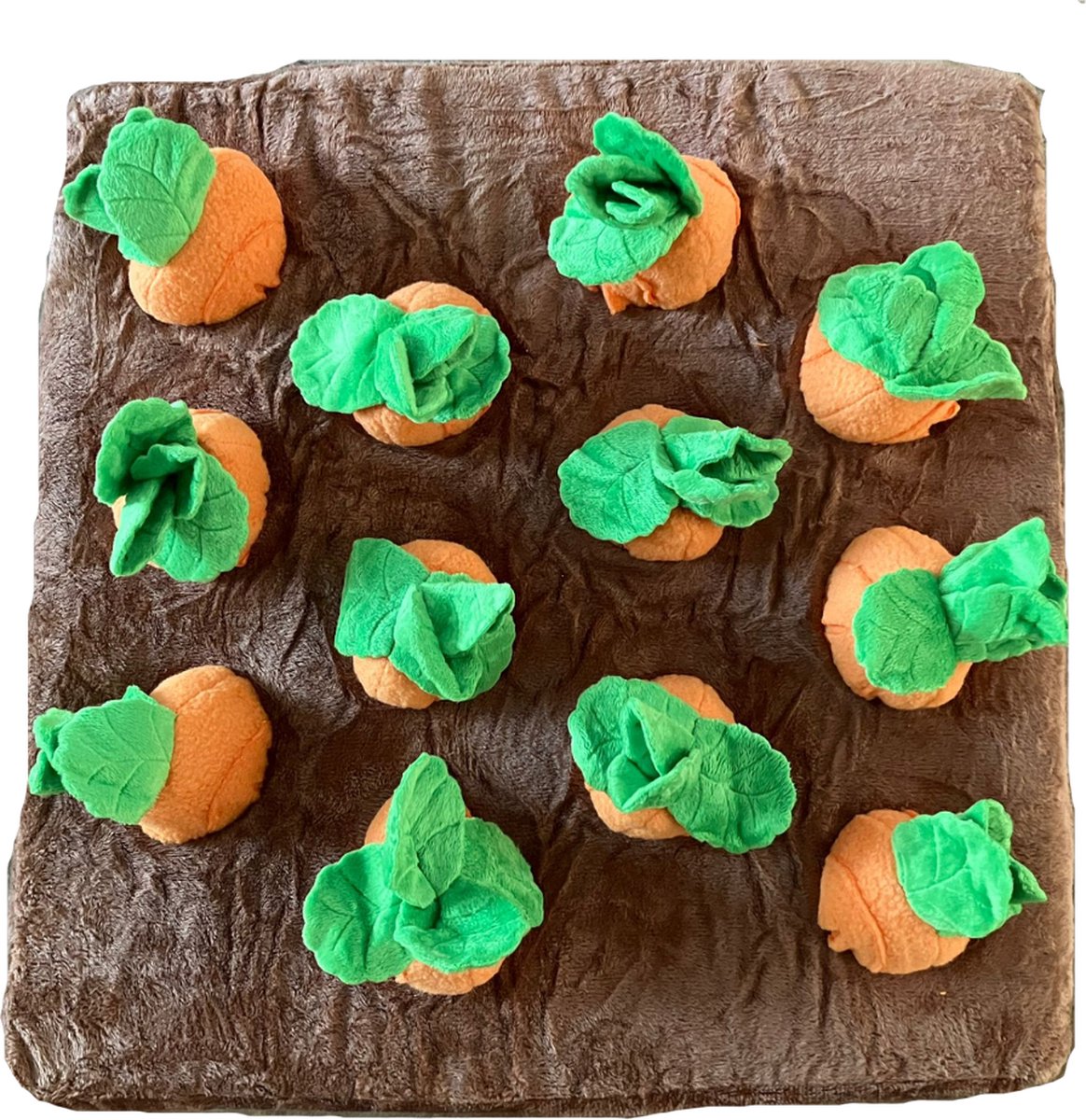Snuffelmat Hond - 16 Wortels - Denkspel - Hondenpuzzel - Denkspel hond - Hersenwerk - Leuke uitdaging - Bruin - 35 cm thumbnail 2