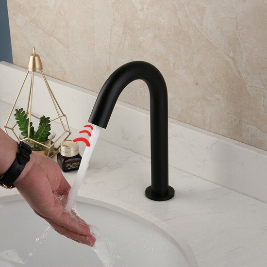 Capteur mains libres robinet haut modèle eau froide noir moderne cuisine  robinet salle... | bol.