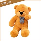 Grote Teddybeer XL - Knuffeldier - Knuffelbeer - Extra Groot - 140 cm - Lekker zachte knuffelbeer oranje