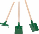 Nienhuis Montessori Tuinierspeelgoed - 3-delige tuinierset - Schep, hark en spade - Tuingereedschap kinderen - Educatief speelgoed - Kinderspeelgoed 2 jaar - Groen - 30 cm