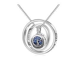 Zoëies as ketting levensboom en 2 ringen zilverkleurig - but forever in my heart