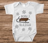 Soft Touch Rompertje met tekst - born 2 sleigh | Baby rompertje met leuke tekst | | kraamcadeau | 0 tot 3 maanden | GRATIS verzending