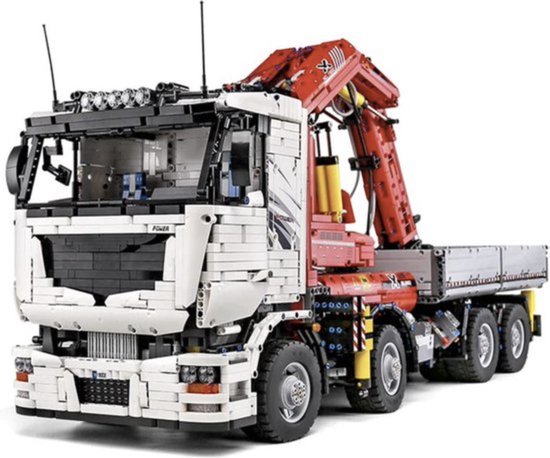 MEGA Radiografische Vrachtwagen Truck | Lego® Compatible | Iveco MAN met Kraan | Pneumatisch - Technic - Technisch Bouwpakket | 8000+ Bouwstenen| Afstand bestuurbaar | Radiografisch RC | Kraanwagen | Hijskraan | Bouwpakket Stad |Toy Brick Lighting®