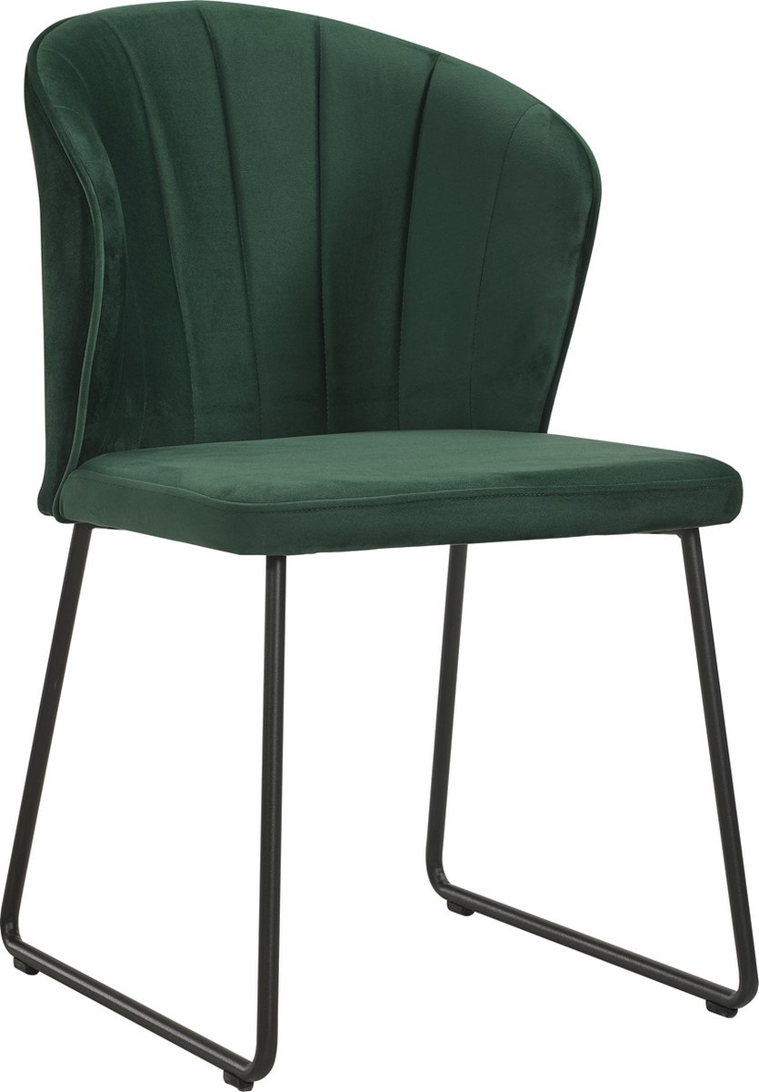 Soof & Tess Soof&Tess - Set van 4 - Amalfi U leg Eetkamerstoel - Groen - Fluweel - Velvet - Industrieel - Met armleuning - Easy Clean Stoffen - Hoge Kwaliteit
