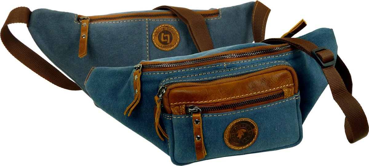 Landleder - Luxe Canvas / Lederen Gordeltas - Beltbag - Heuptas - "Sailcloth" afmeting 35 x 6 x 17 cm.