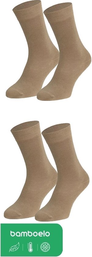 Bamboelo Sokken - 2 paar Bamboe Sokken - Bamboelo Sock - Maat 39/42 - Beige - Naadloze Sokken - 80% Bamboe