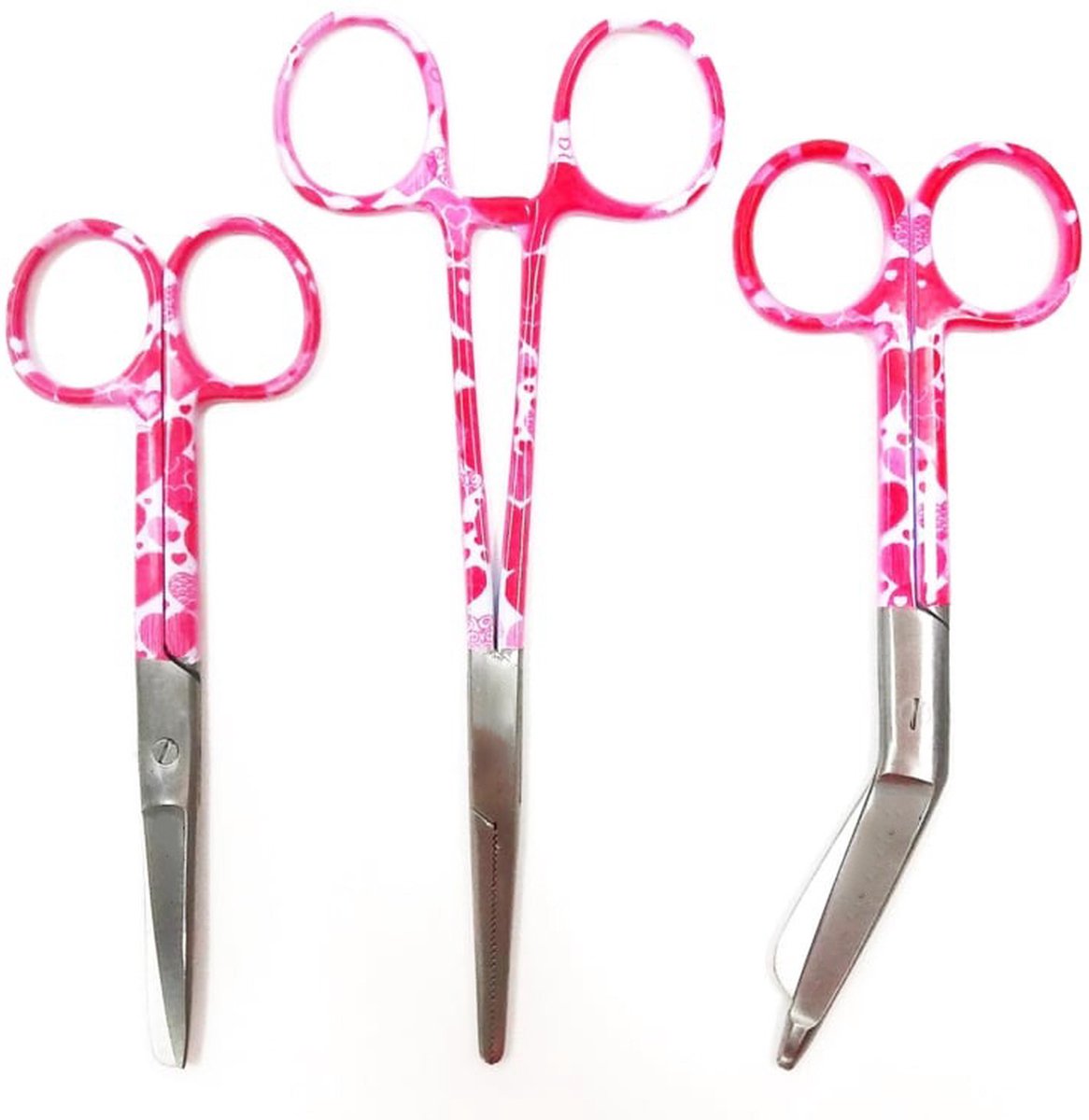 Goedkoopste Verpleegkundige scharenset Love pink - verbandschaar - schaar - kocher - verpleegkundige accessoires - verpleegkundige cadeau