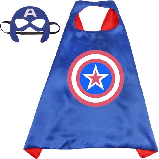 Captain America Cape - Kleding kinderen - Kostuum - Verkleedpak Kind - Verkleedkleren - Pak Verkleedkleding - Masker - Captain America