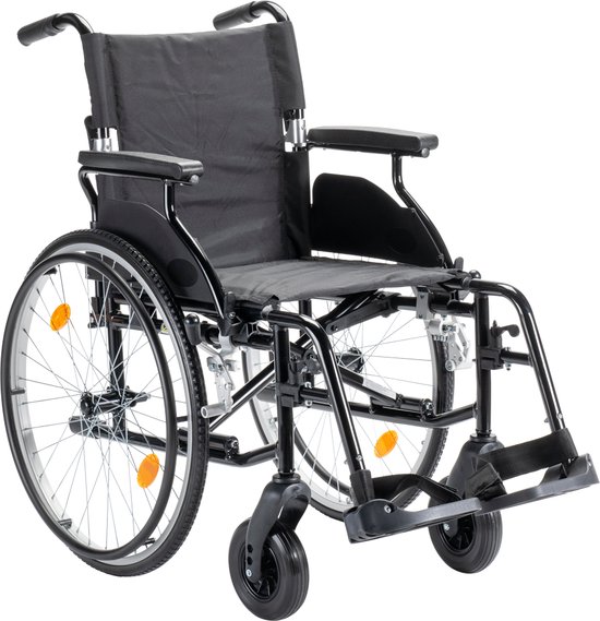 Sky lichtgewicht rolstoel met lekvrije PU banden - Compact opvouwbaar / inklapbaar - Zwart - Zitbreedte 46 cm