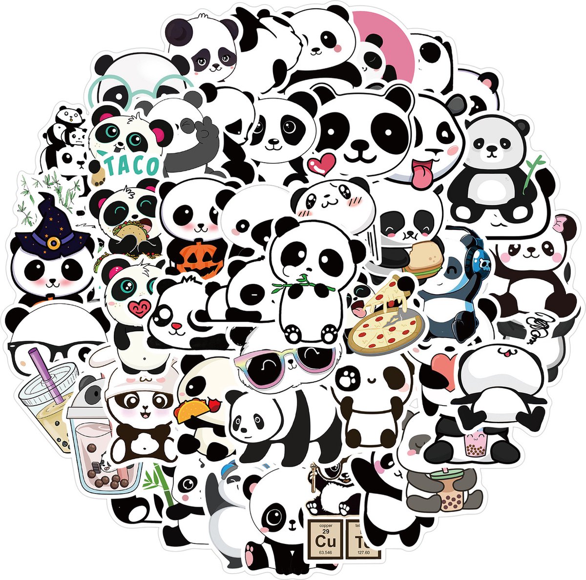 Panda Stickers 50 Stuks | Grappige Dieren Stickers | Lieve Panda Beer | Humoristische Laptop Stickers | Leuke Stickers voor Kinderen en Volwassenen | Stickervellen | Plakstickers | Koffer en Reis Stickers | Stickers voor Bullet Journal en Planner — afbeelding 4