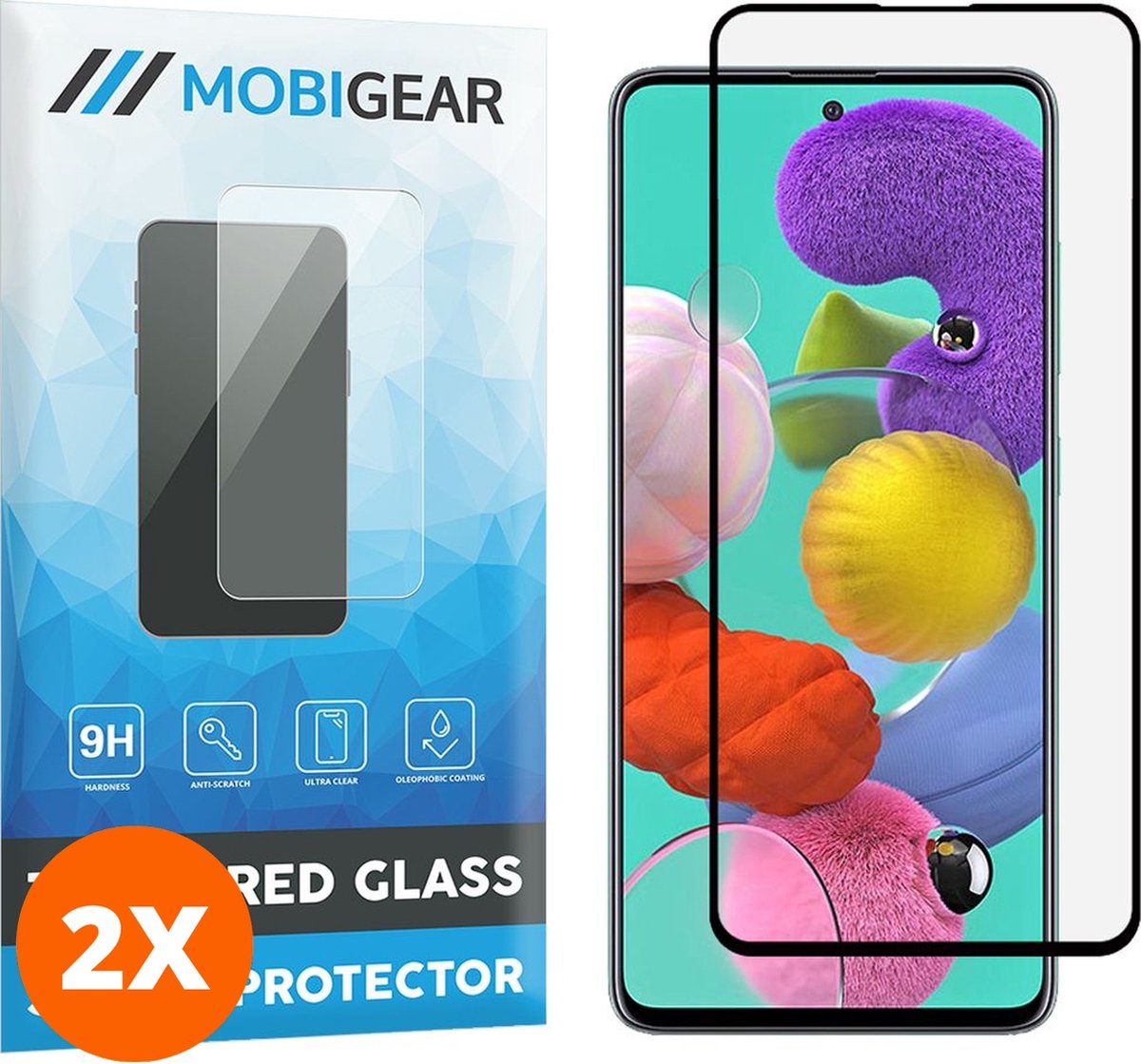 Mobigear Screenprotector geschikt voor Samsung Galaxy A51 5G Glazen | Mobigear Premium Screenprotector - Case Friendly - Zwart (2-Pack)