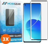 Mobigear Screenprotector geschikt voor OPPO Reno 6 Pro 5G Glazen | Mobigear Premium Screenprotector - Case Friendly - Zwart (3-Pack)