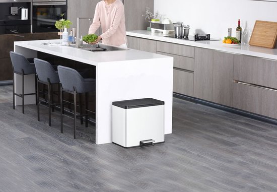 EKO Prullenbak Essential 15+15 Litre - Wit - Poubelle de tri des déchets