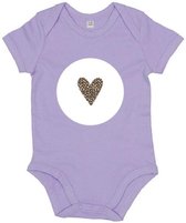 Baby Romper Hartje - 0-3 Maanden - Lavender - Rompertjes baby met opdruk