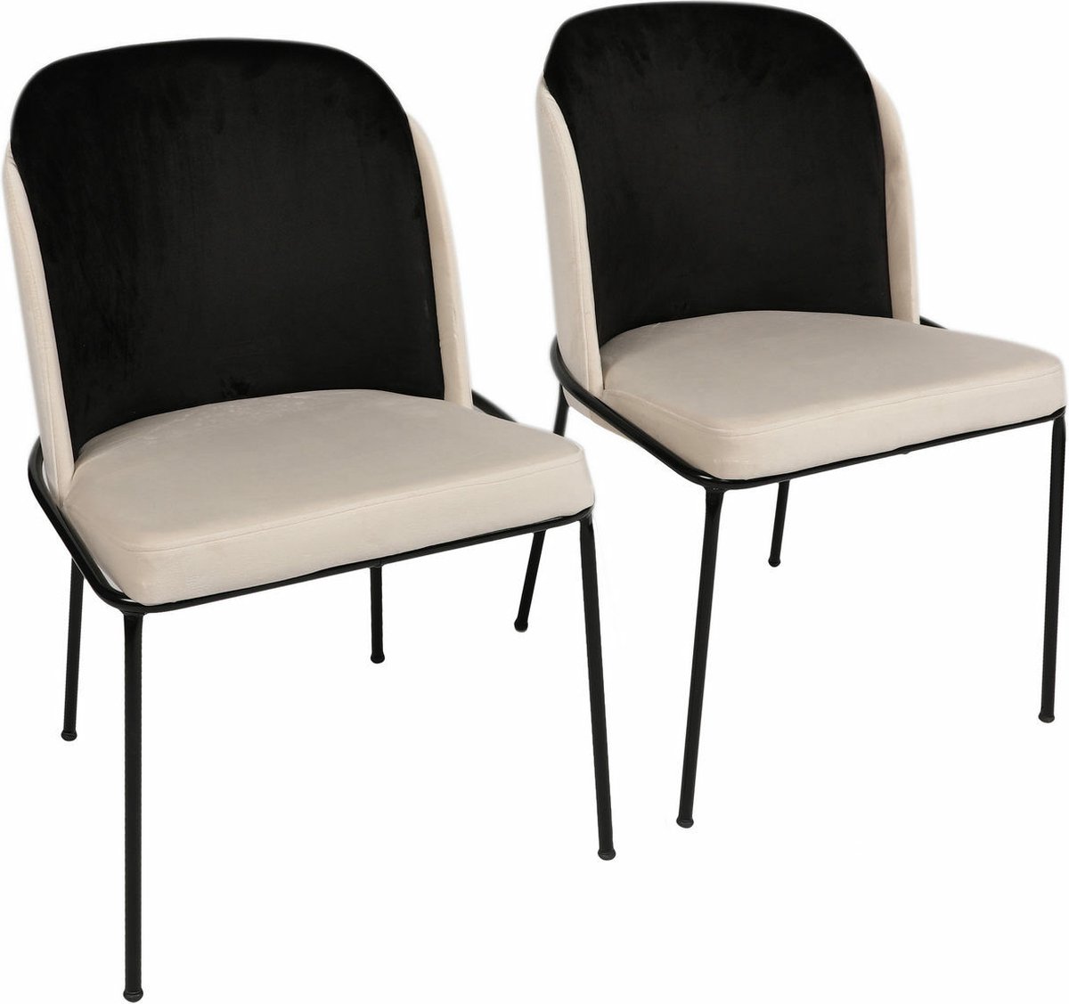 Skye Decor , Stoelenset (2 stuks), Dore 145 V2, Metaal, Zwart & Crème, 54 x 55 x 86 cm