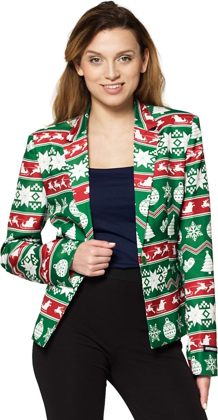 HUIFUAO Corduroy kerst pak jasjes voor dames, grappige