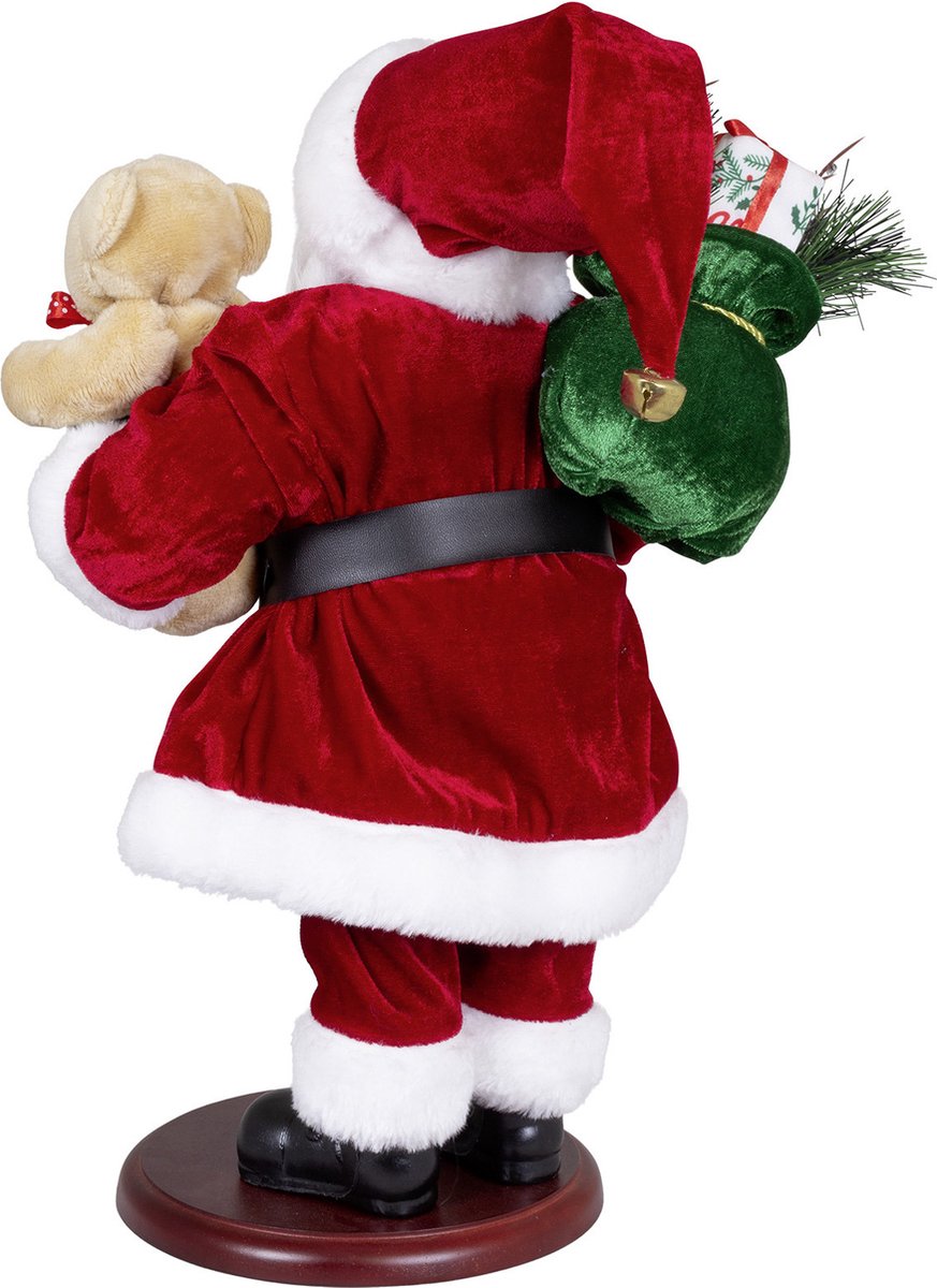 Kerstman decoratie pop - Sander - H45 cm - rood - staand - op poot - beeld - kerst figuur – foto 2