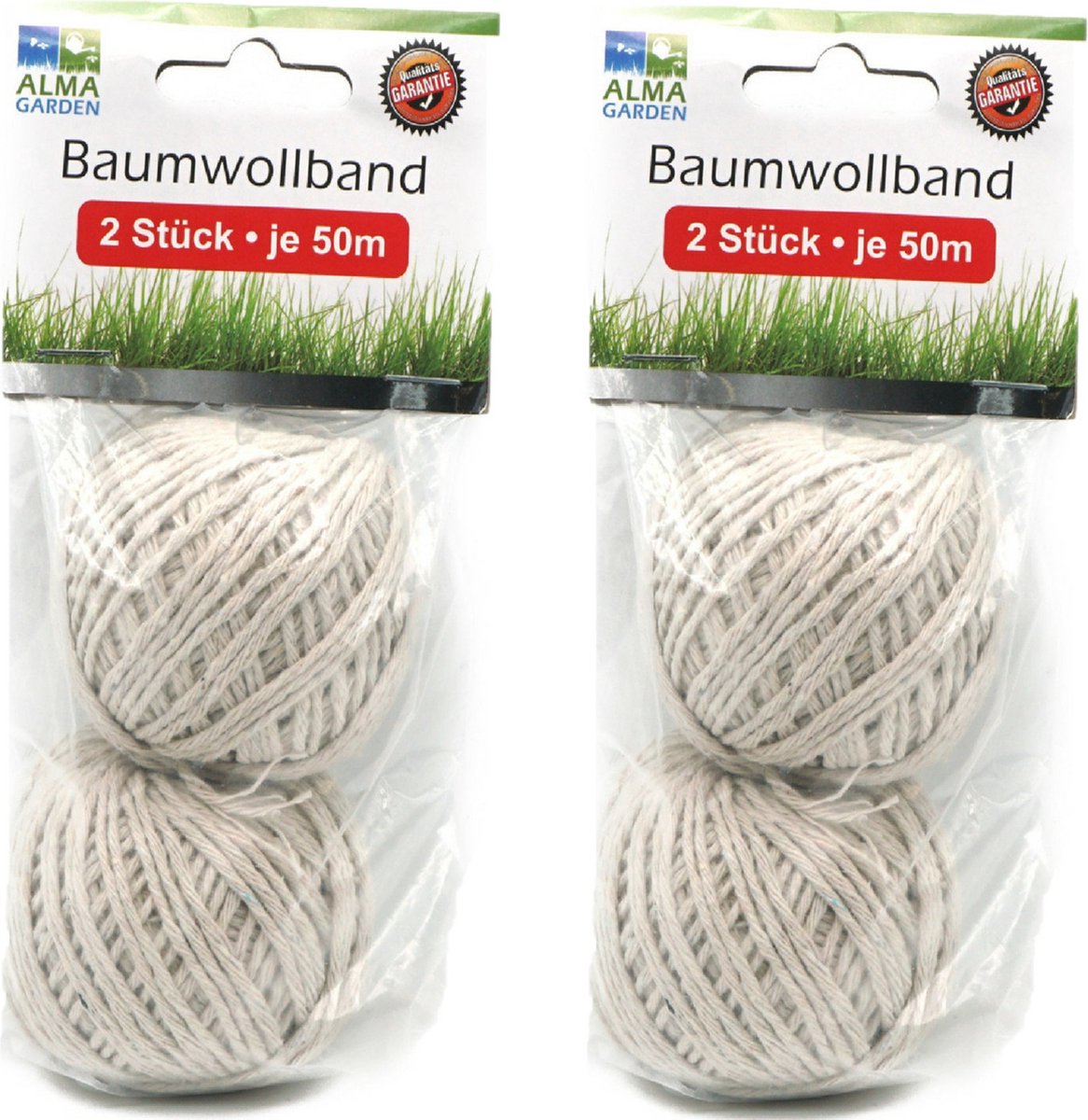Alma Garden Huishoud/hobby touw - 4x bolletjes - canvas - 50 meter per bolletje