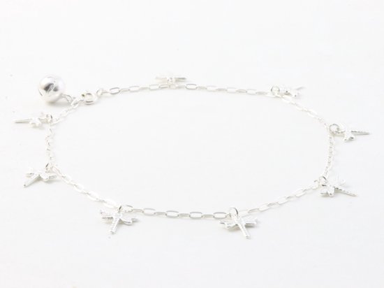 styleBREAKER Dames enkelketting met bladhanger en parels, ankerschakels, karabijnsluiting, sieraden 05080007, roestvrij staal, kunststof, roségoud