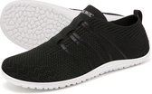 Somic Barefoot Schoenen - Instappers - Gymschoenen Zaalschoenen - Sportschoenen Sneaker - Ademend Knit Mesh - Platte Zool - Zwart - Maat 44