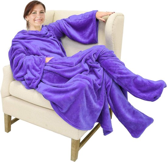 XL Sherpa Knuffeldeken met Mouwen - 200x150 cm, Warm en Zacht, Perfect voor op de Bank