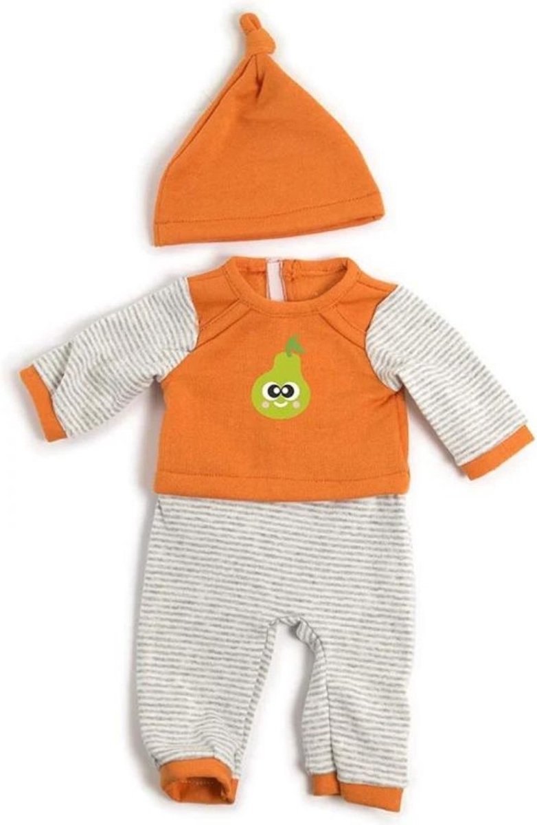 Miniland - Oranje pyjama met peer - 38 cm